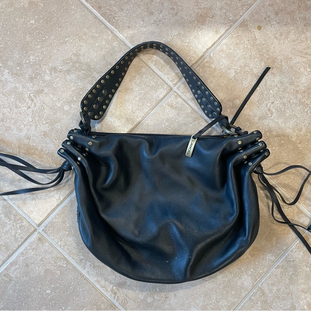 Lancel Black Leather Studded Women's Bag